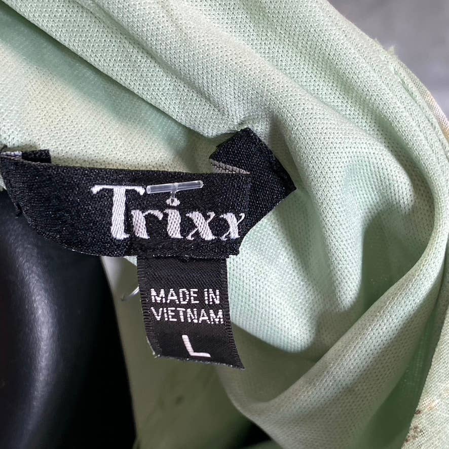 TRIXXI Juniors' Green Floral Halter Ruffle Tie-Waist Fit & Flare Mini Dress SZ L