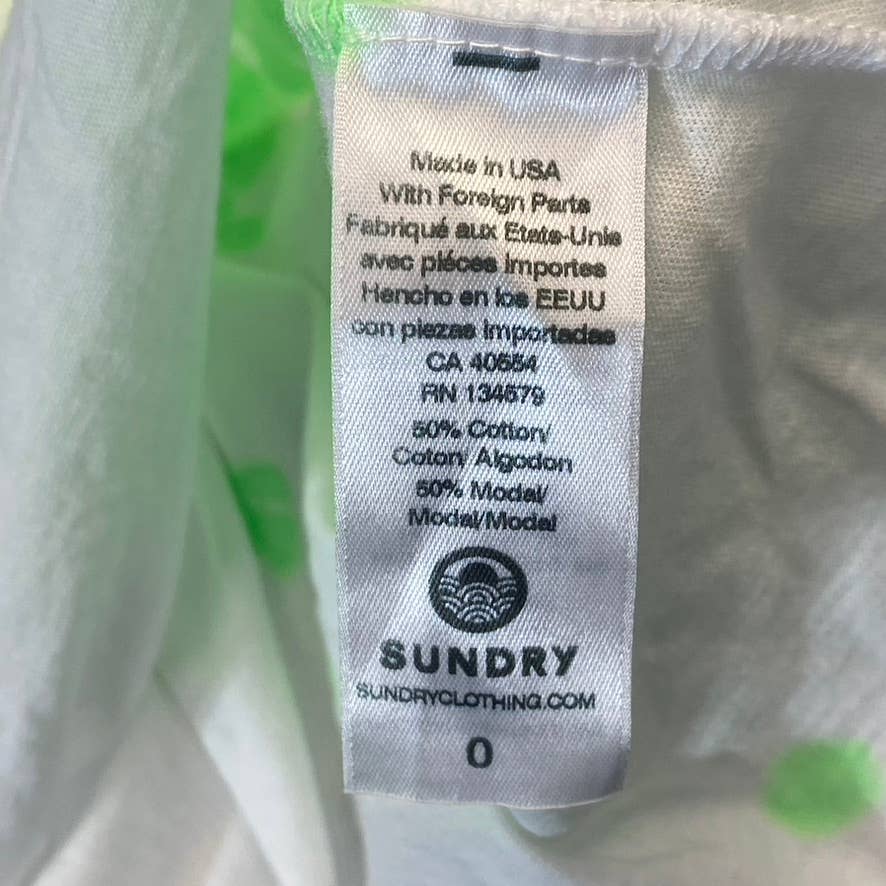 SUNDRY Women's Pop Lime Tie-Dye Short Sleeve Crewneck Top SZ 0