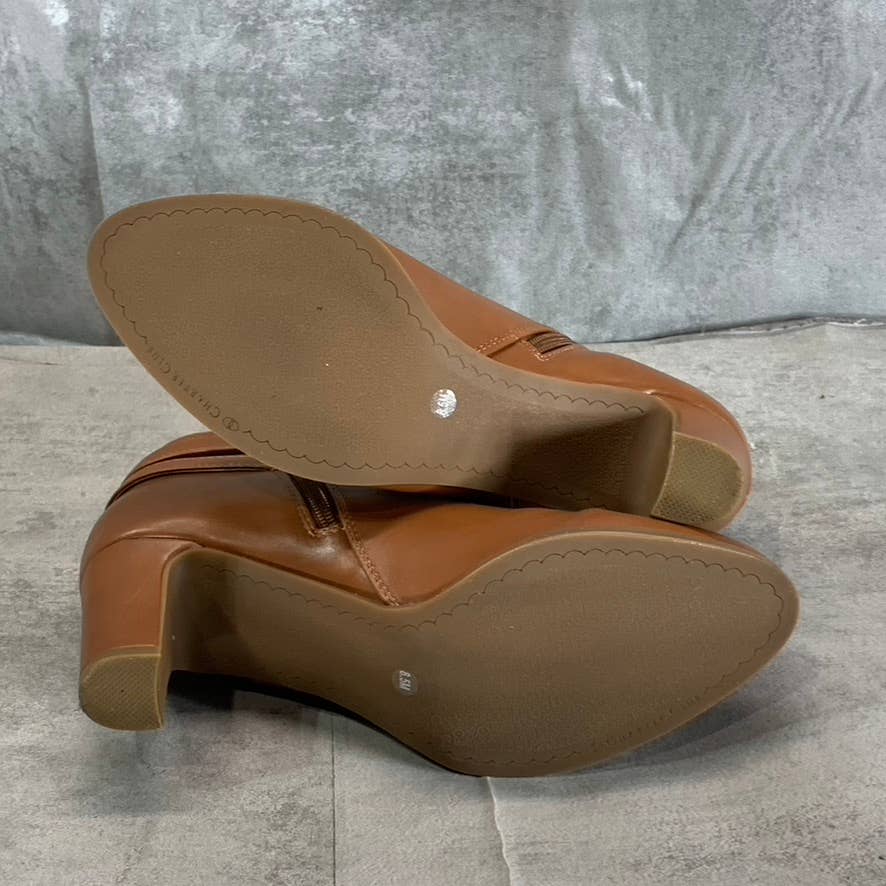 CHARTER CLUB Women's Brown Pixxy Almond-Toe Dress Booties SZ 8.5