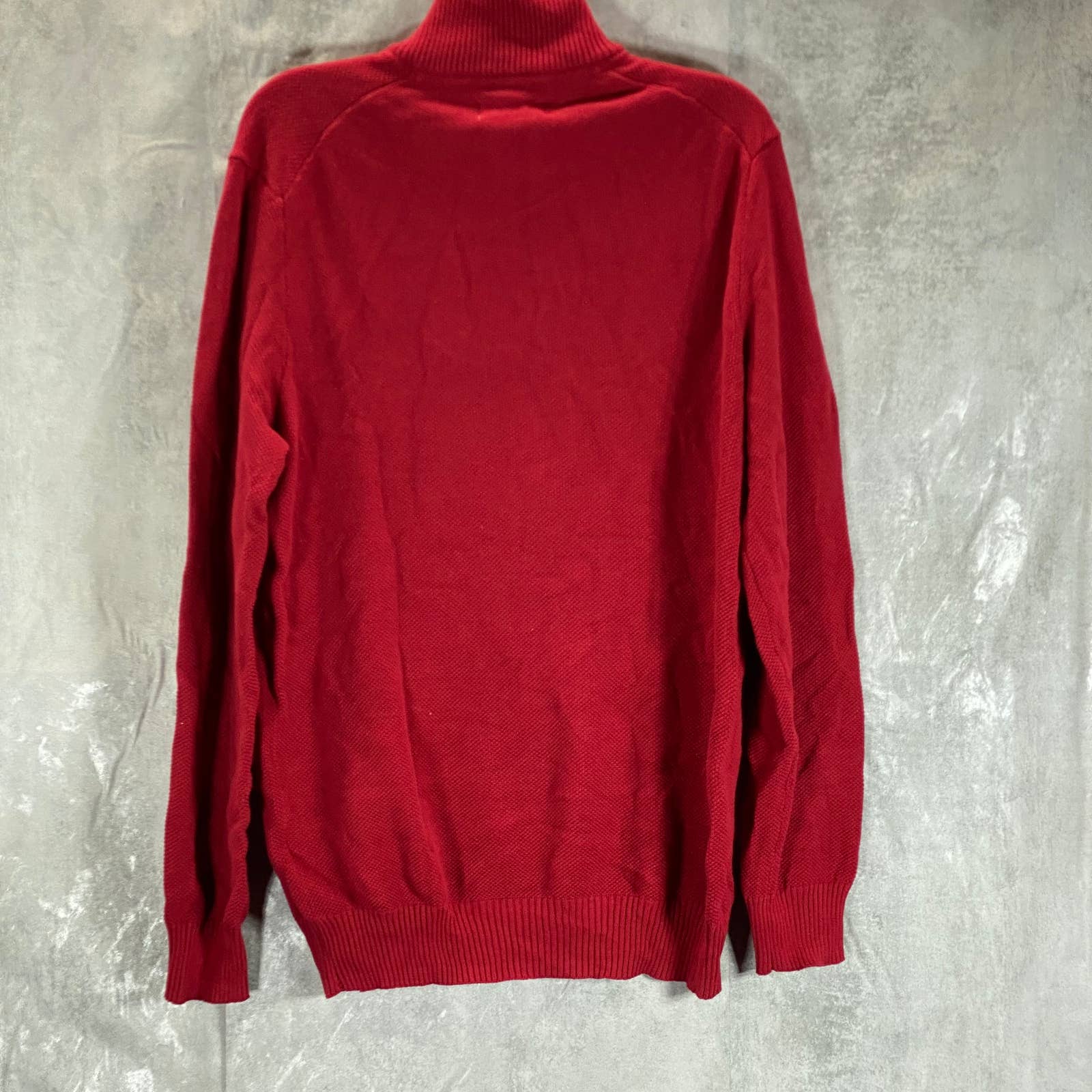 CLUB ROOM Men's Anthem Red Quarter-Zip Stand-Collar Textured Cotton Sweater SZ M