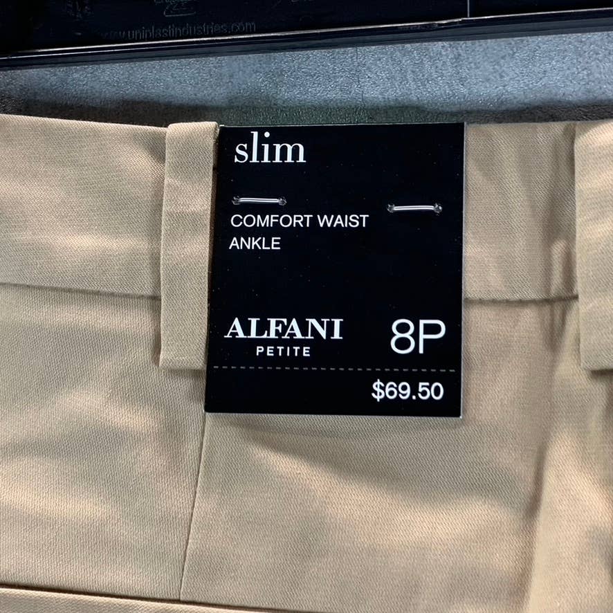 ALFANI Women's Petite Fresh Almond Comfort-Waist Ankle Length Slim Pants SZ 8P