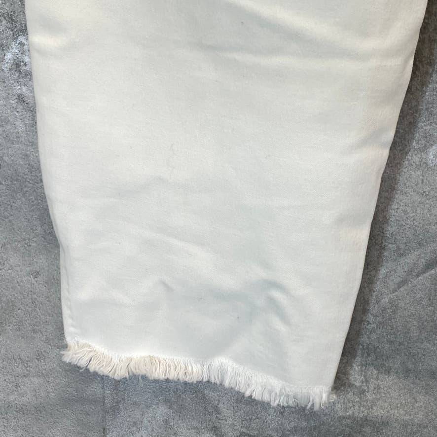 ALFANI Women's Bright White Comfort High-Rise Fringe-Hem Pull-On Pants SZ 12