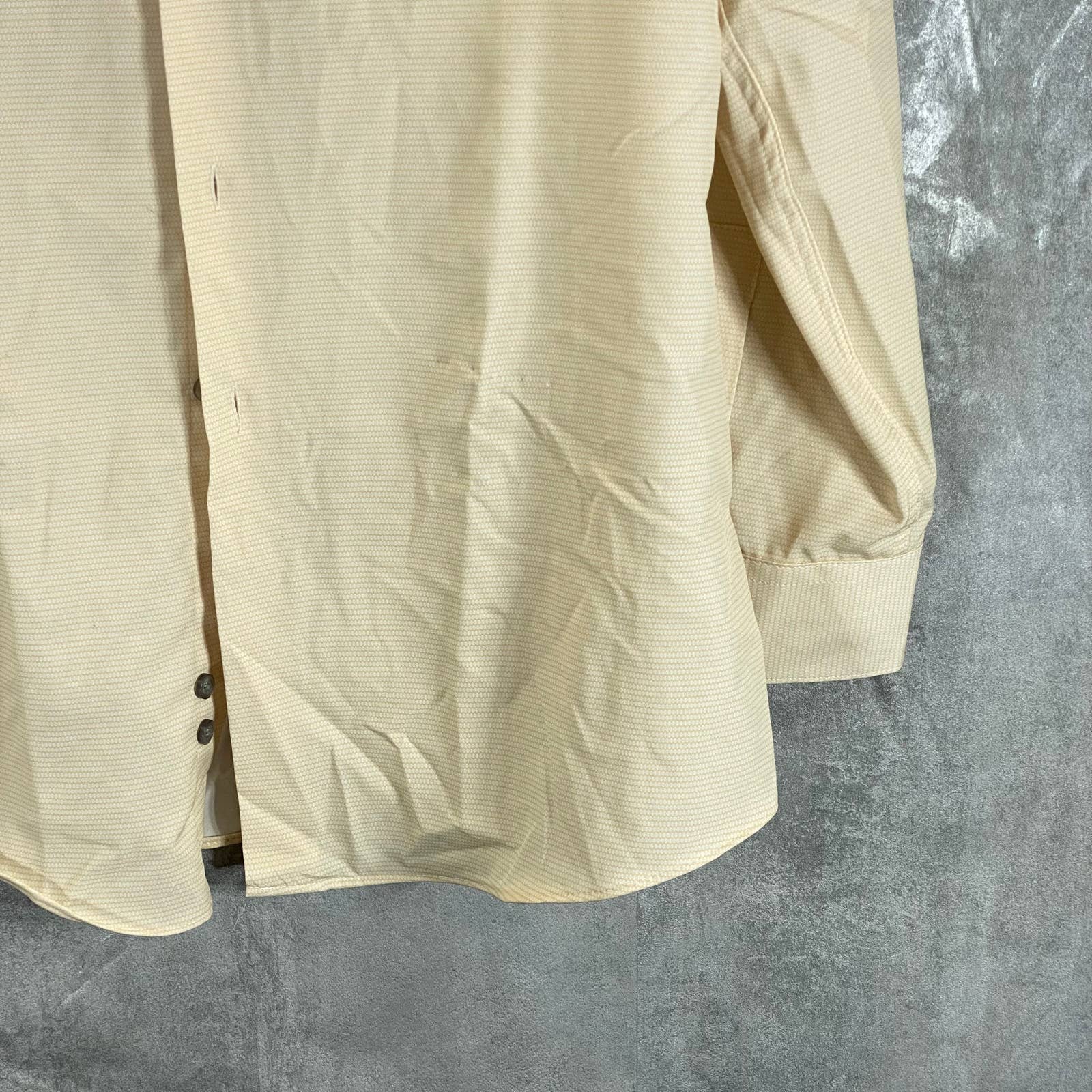 ALFANI Men's Tan Mini Geo-Print Slim-Fit Stretch Button-Up Shirt SZ16-16.5 32/33