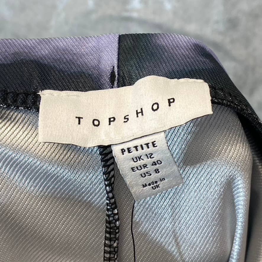 TOPSHOP Women's Petite Black/Purple Tie-Dye Wide Leg Pull-on Pants SZ 8