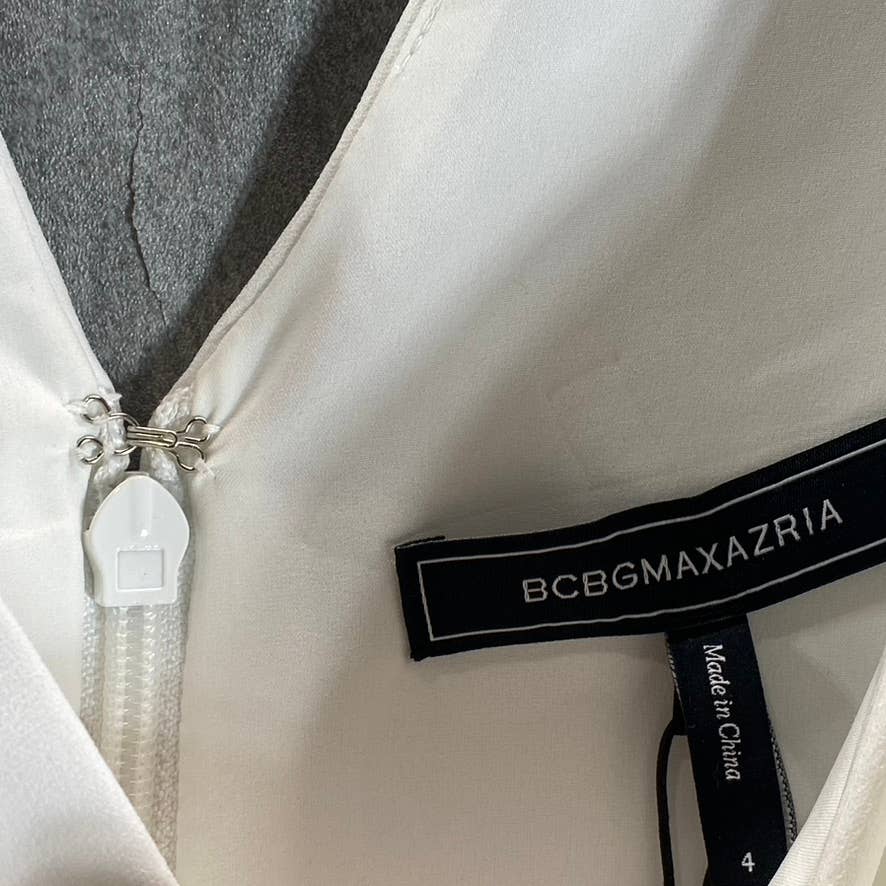 BCBGMAXAZRIA Women's 3D Floral Embroidered Mesh Puff-Sleeve Bodycon Mini Dress