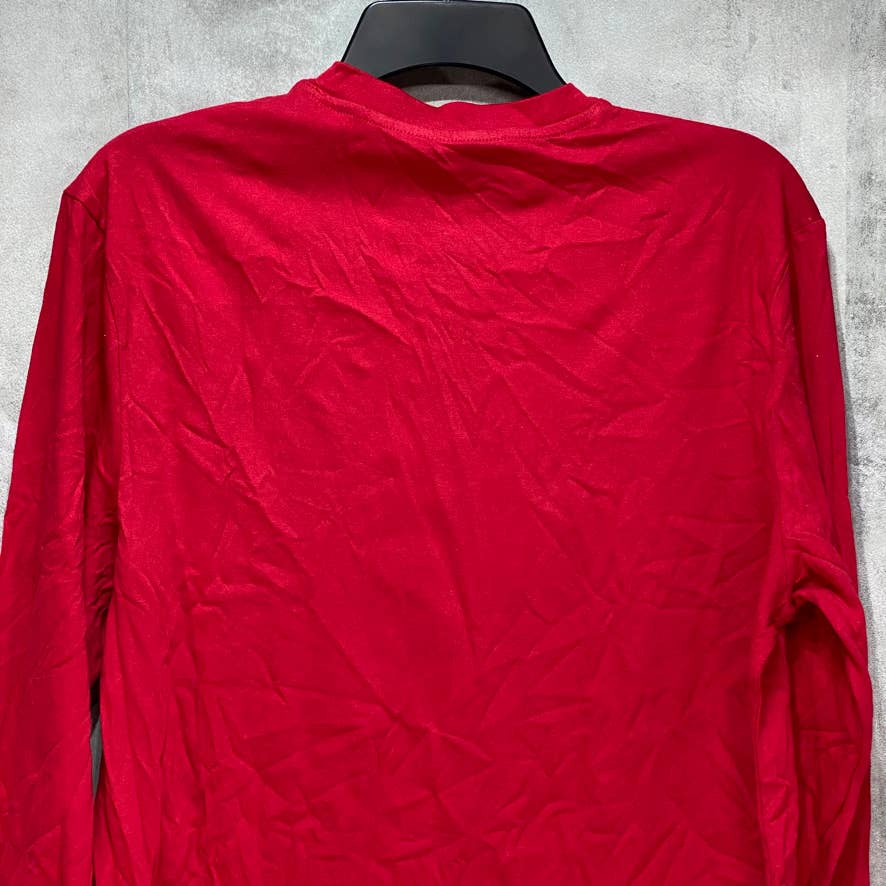 CLUB ROOM Red Long Sleeve Solid V-Neck Shirt SZ M