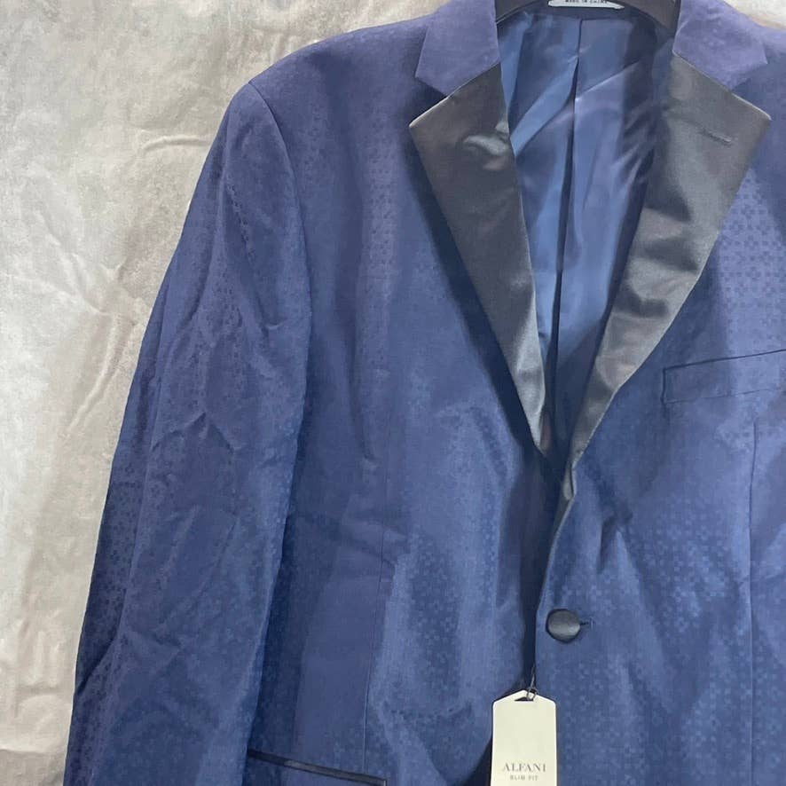 ALFANI Men's Blue Geometric Slim-Fit Stretch Two-Button Sport Coat SZ 38R