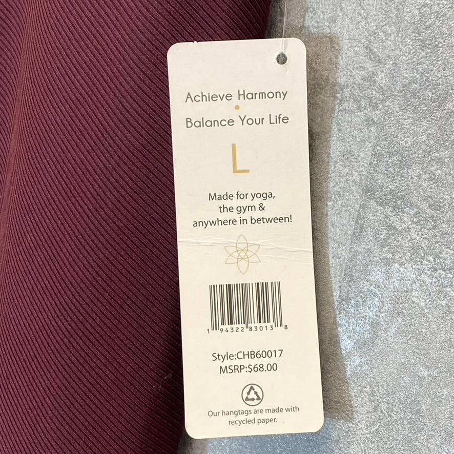 HARMONY & BALANCE Women's Brickstone Ribbed High-Waist Tummy Control Pull-On Active Leggings SZ L