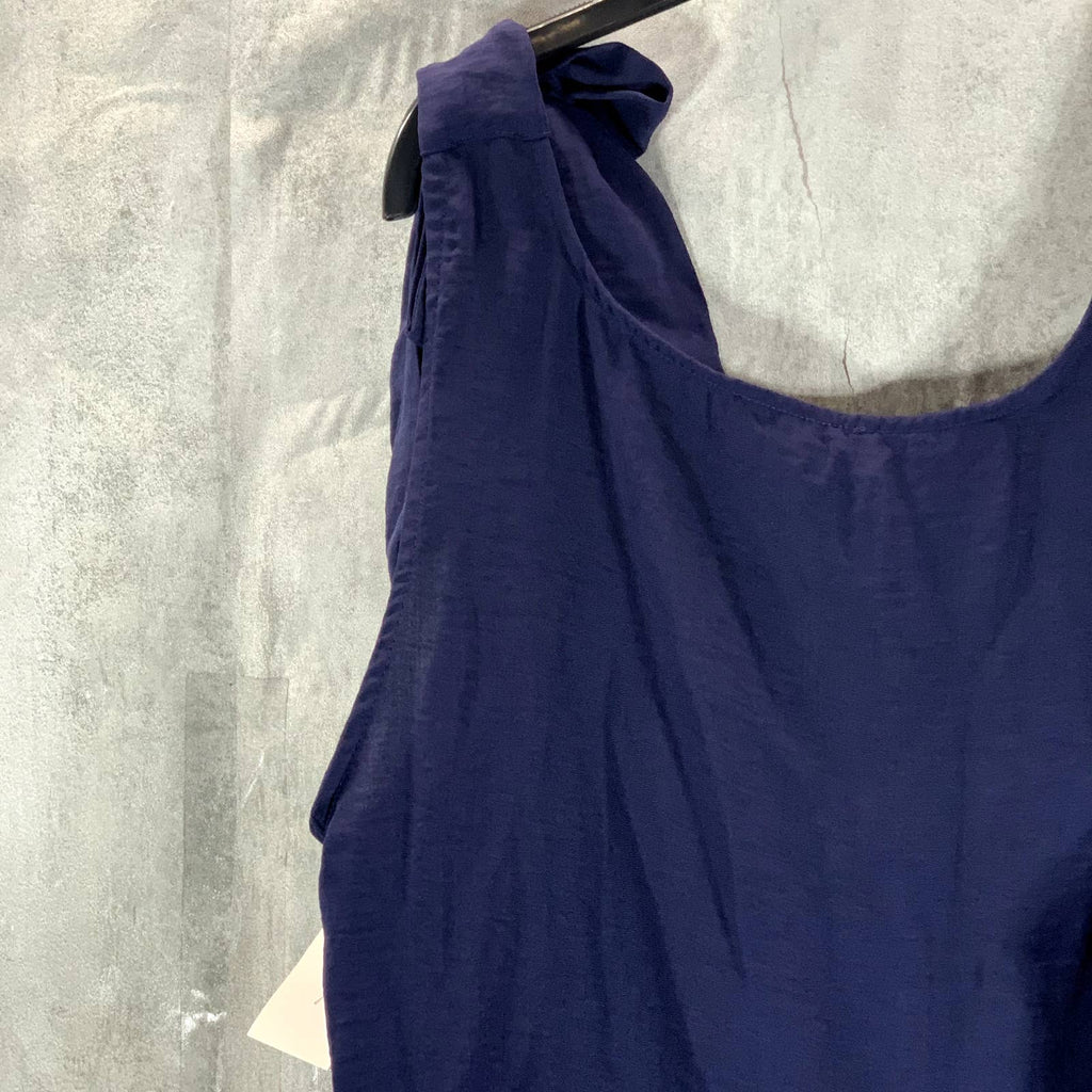 RILEY & RAE Women's Preppy Navy V-Neck Lily Tie-Shoulder Tank Top SZ L
