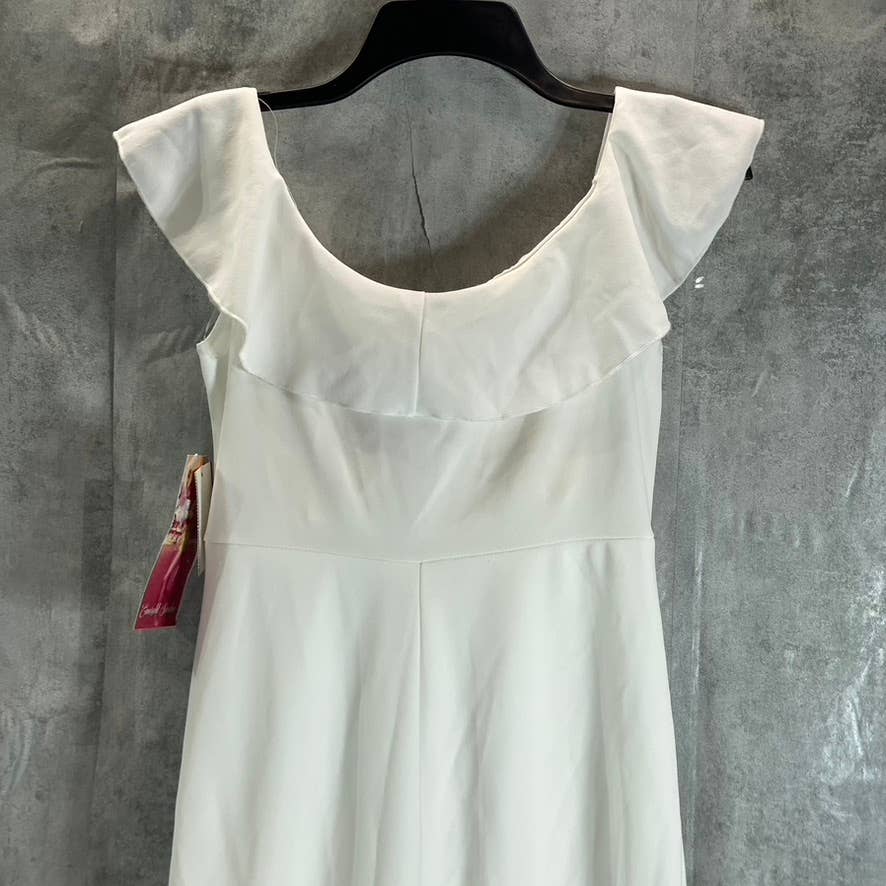 EMERALD SUNDAE Juniors' Ivory Off-The-Shoulder Bodycon Hi-Low Dress SZ L