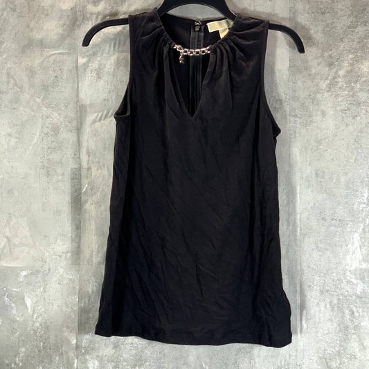 MICHAEL MICHAEL KORS Women's Black Chain-Neck Keyhole Sleeveless Top SZ XS