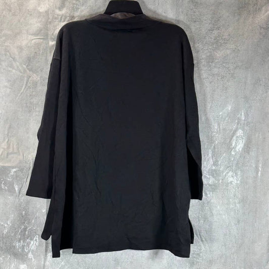 EILEEN FISHER Women's Black Funnel-Neck Long-Sleeve Hi-Low Pullover Tunic SZ S