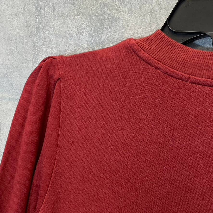 BLDWN Women's Red Crewneck Long Sleeve Pullover Sweater Mini Dress SZ XS