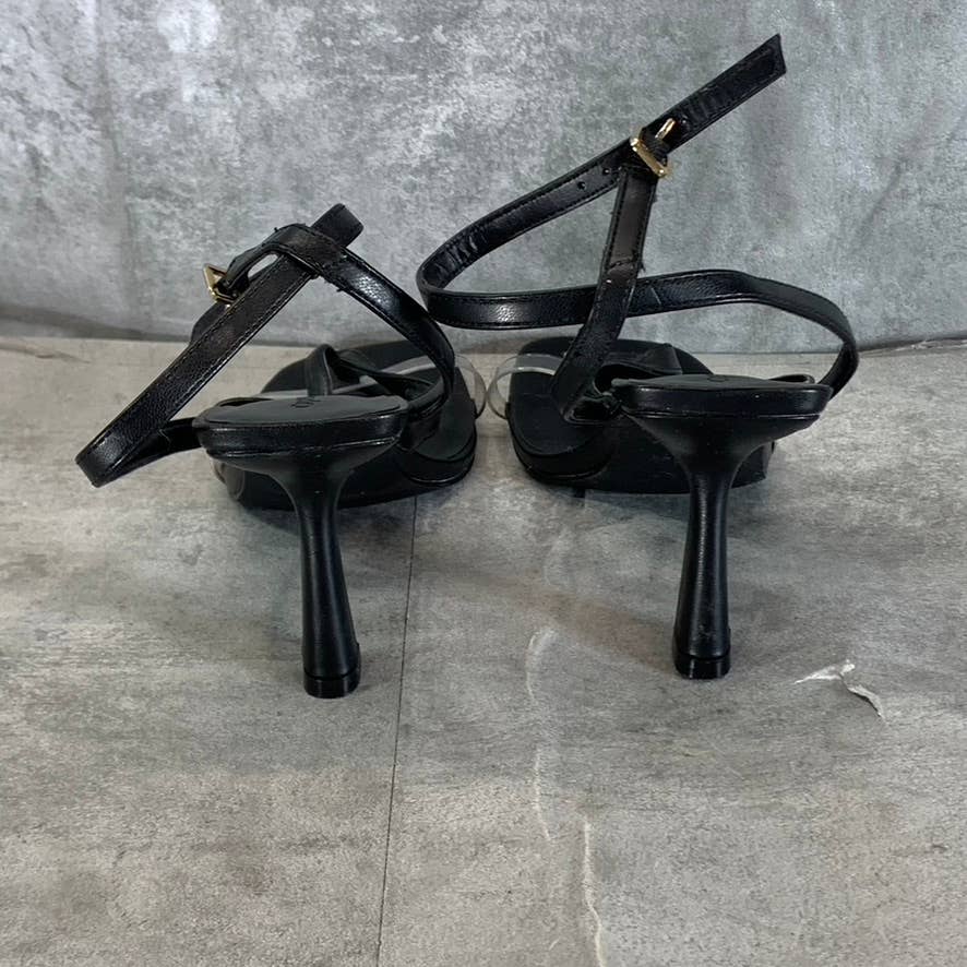 OPEN EDIT Women's Black Addison Ankle-Strap Square-Toe Sandals SZ 8