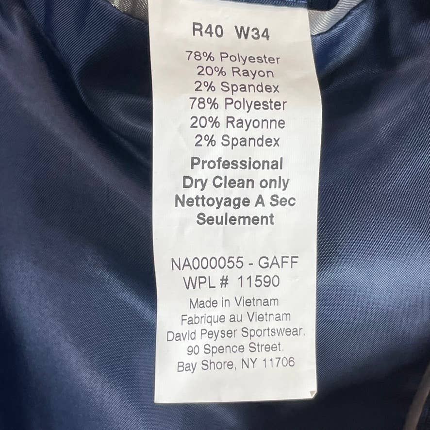 NAUTICA Men's Navy Plaid Modern-Fit Bo-Stretch Two-Button Suit Jacket SZ 40R