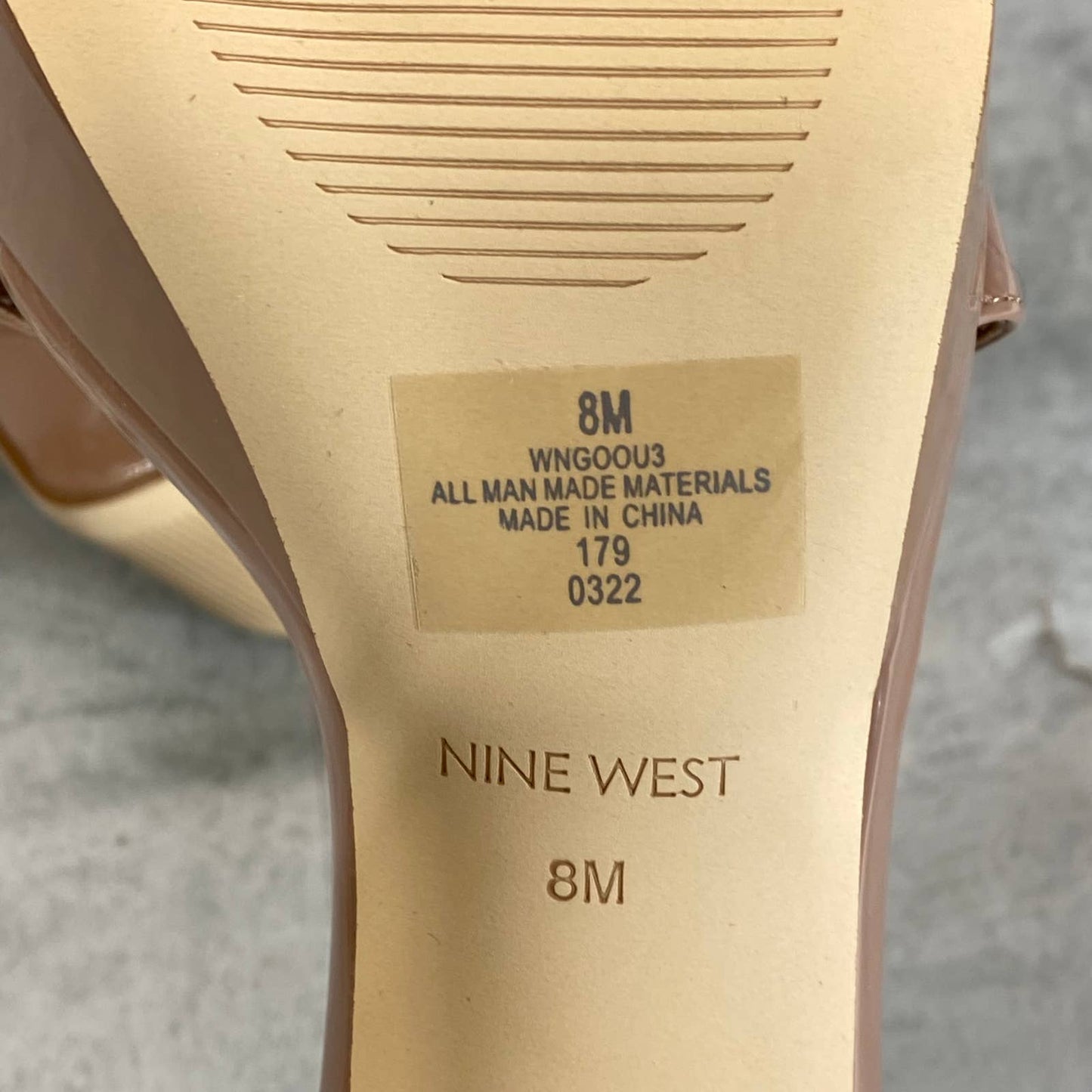 NINE WEST Women's Medium Natural Patent Goou3 Platform Dress Stiletto Sandal SZ8