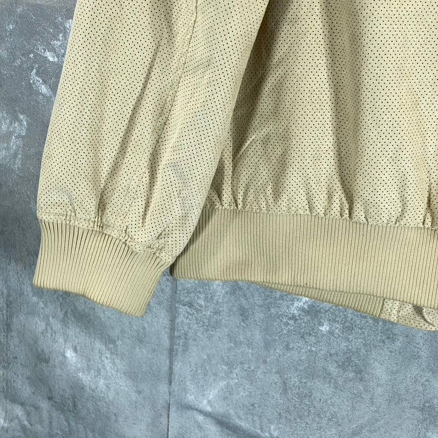 ALFANI Men's Pale Khaki Perforated Regular-Fit Full-Zip Bomber Jacket SZ L