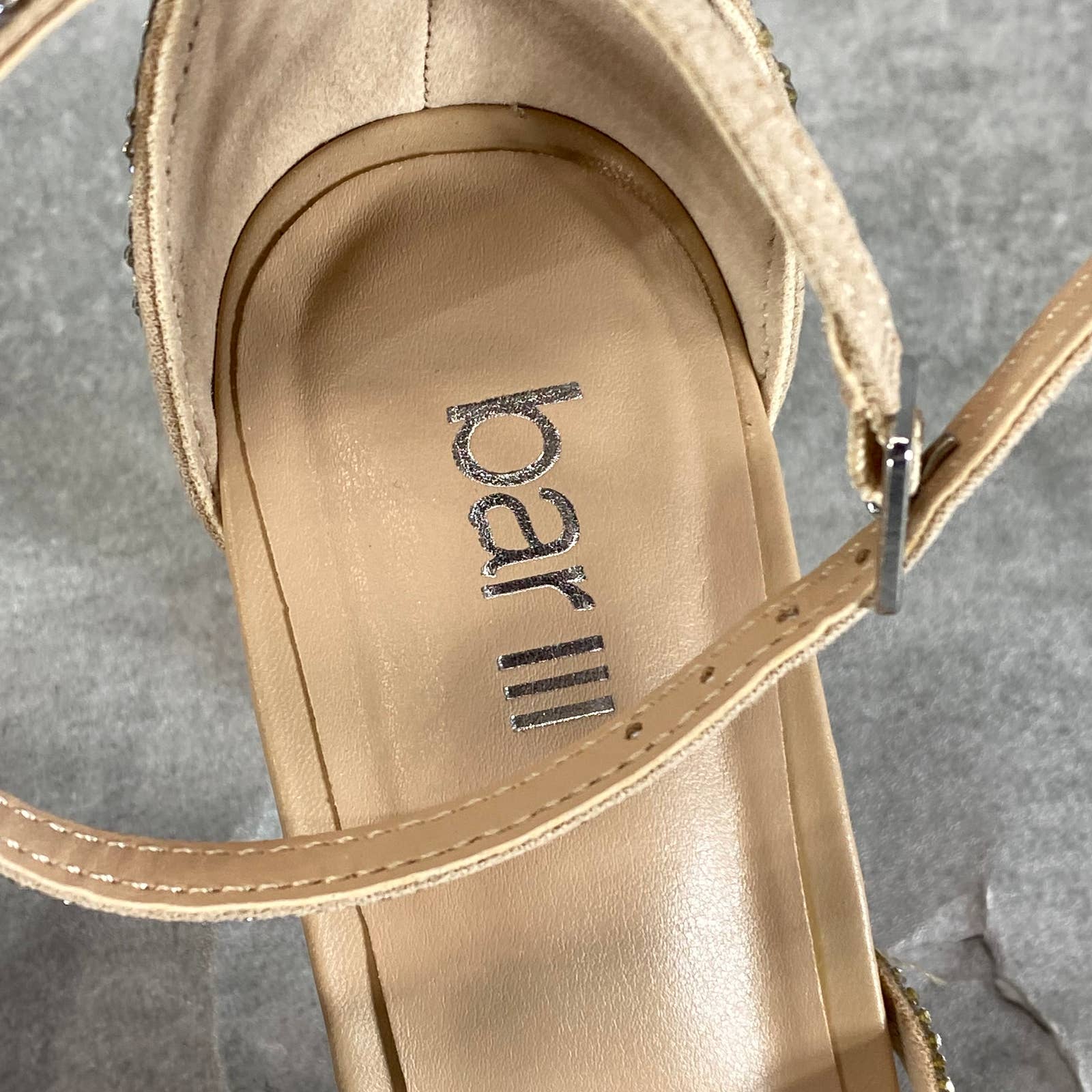 BAR III Women's Silver Bling Rhinestone Blakke Square-Toe Sandals SZ 7