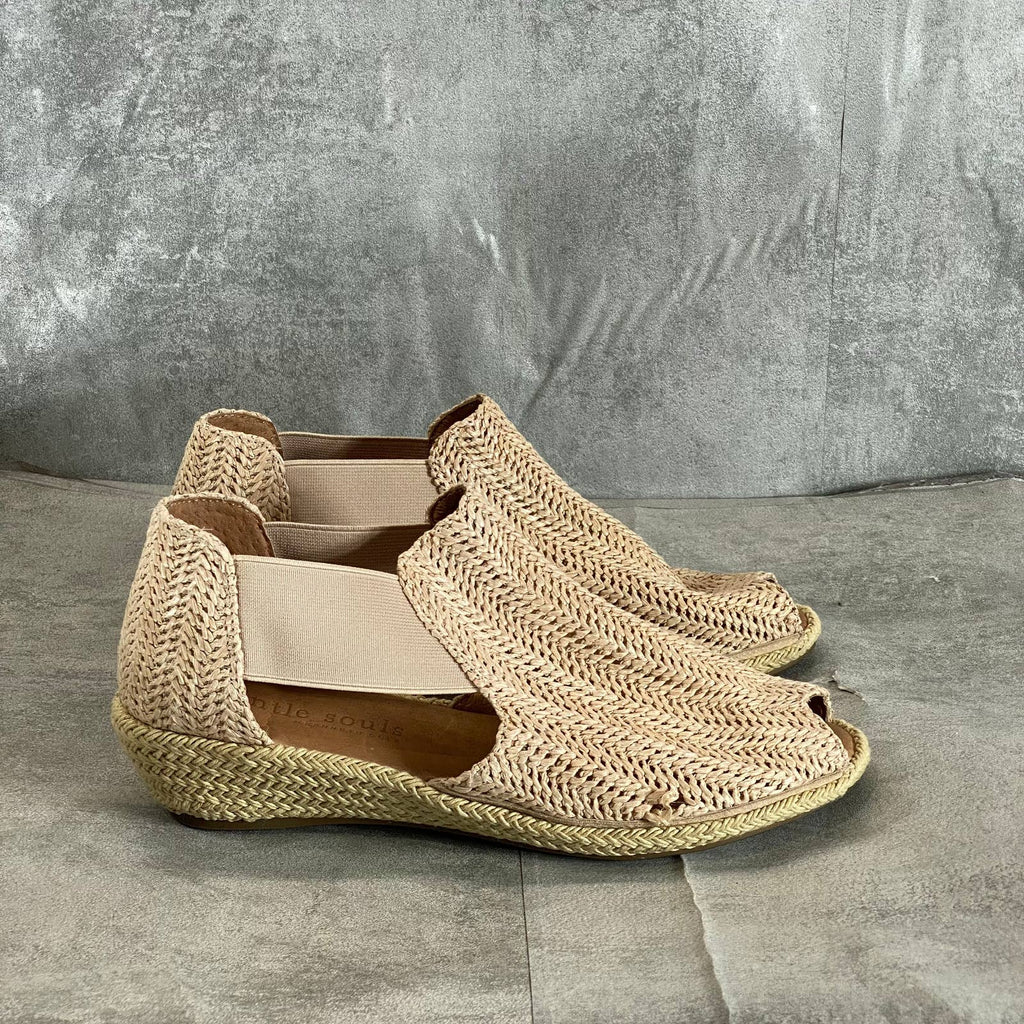 GENTLE SOULS By Kenneth Cole Women's Natural Noa Elastic Slip-On Sandals SZ 8.5