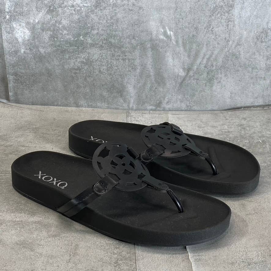 XOXO Women's Black Peace Geometric Design Slip-On Thong Sandals SZ 9.5