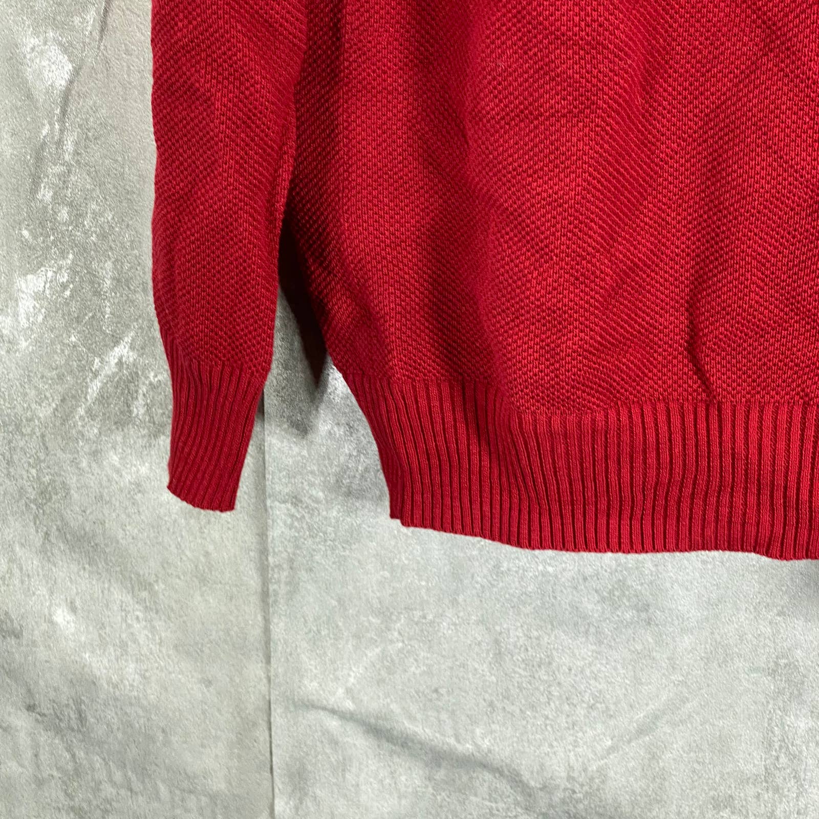 CLUB ROOM Men's Anthem Red Quarter-Zip Stand-Collar Textured Cotton Sweater SZ M