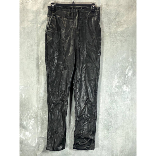 JOES JEANS Women's Jet Black Faux-Leather Paperbag Pull-On Pants SZ XS