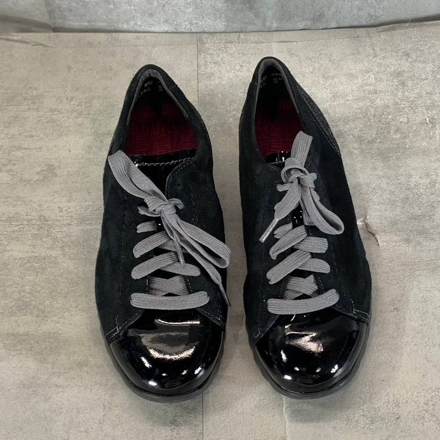 MUNRO Women's Extra Wide Black Mixed Media Kellee Lace-Up Sneakers SZ 6WW