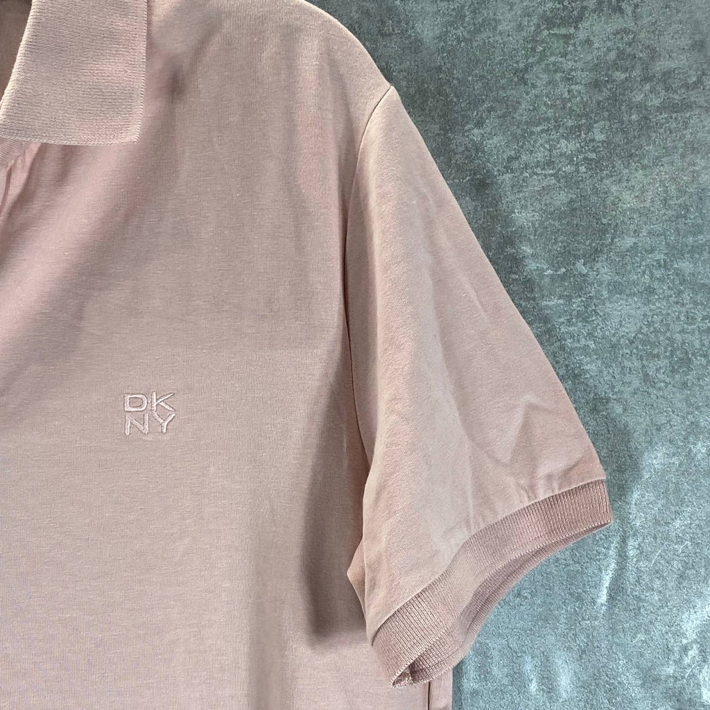 DKNY Men's Dusty Pink Essential Classic-Fit Short-Sleeve Polo Shirt SZ S