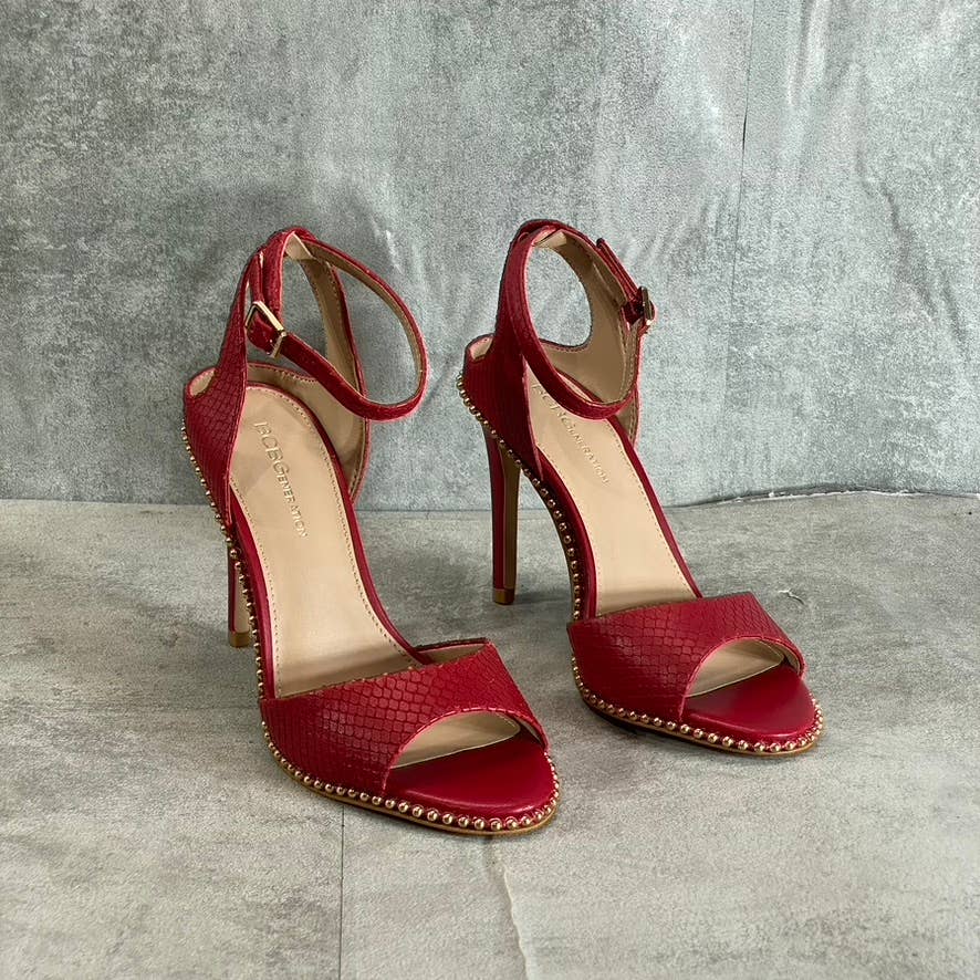 BCBGENERATION Lipstick Breach Leather Jaxina Textured Stiletto Sandals SZ 6