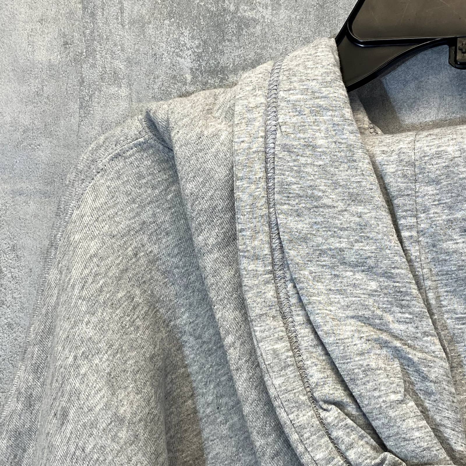 BP. Women's Grey Heather Inspired Cutoff Graphic Pullover Hoodie SZ L