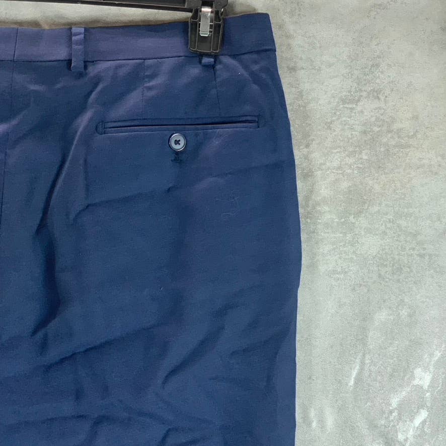 CALVIN KLEIN Men's Blue Slim-Fit Flat Front Dress Pants SZ 36X32