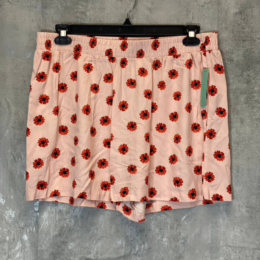 ABOUND Women's Pink Daisy Dots Easy Flowy Lightweight Elastic Waist Pull-On Shorts SZ S