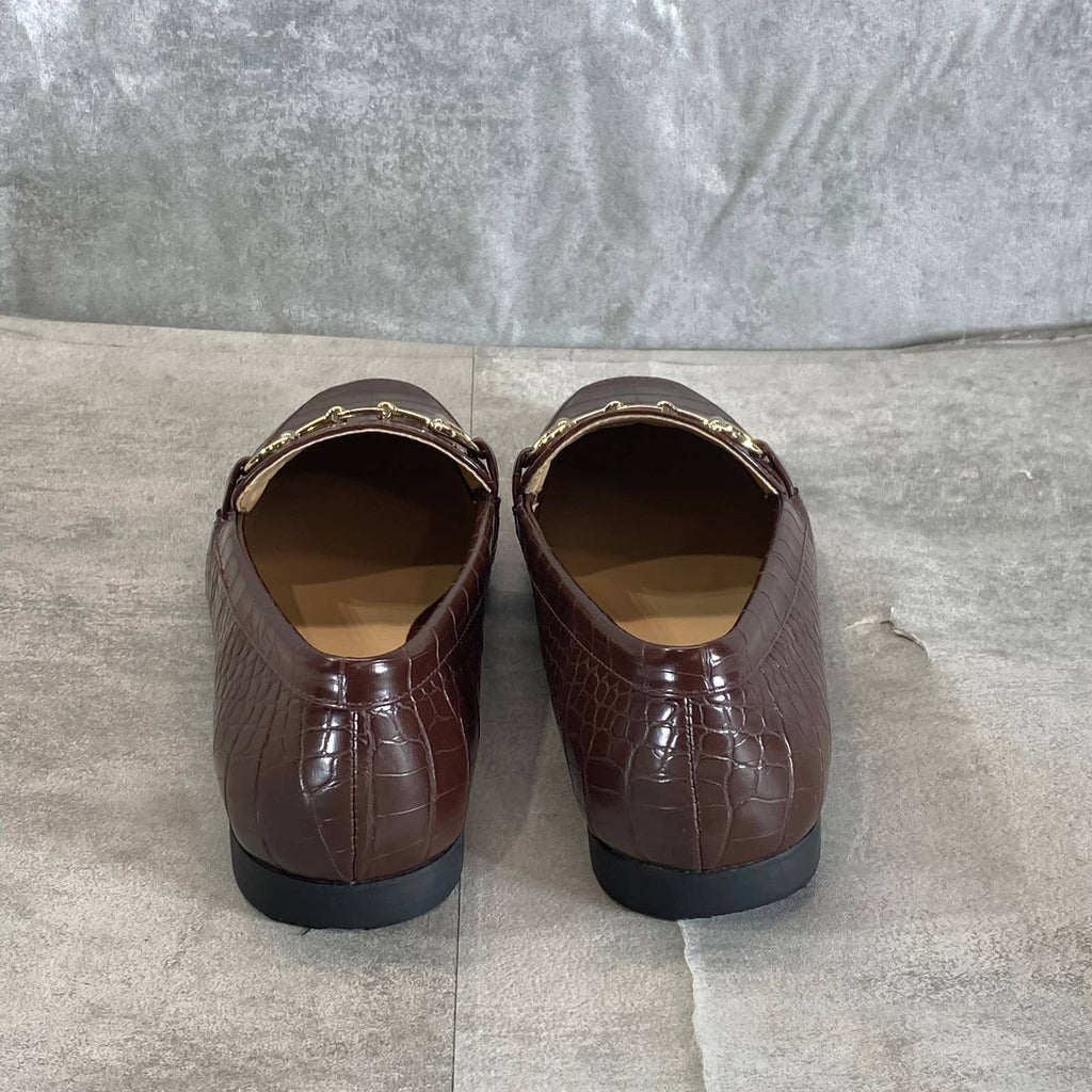 ALFANI Step N' Flex Women's Chocolate Croc Embossed Gayle Slip-On Loafers SZ 8
