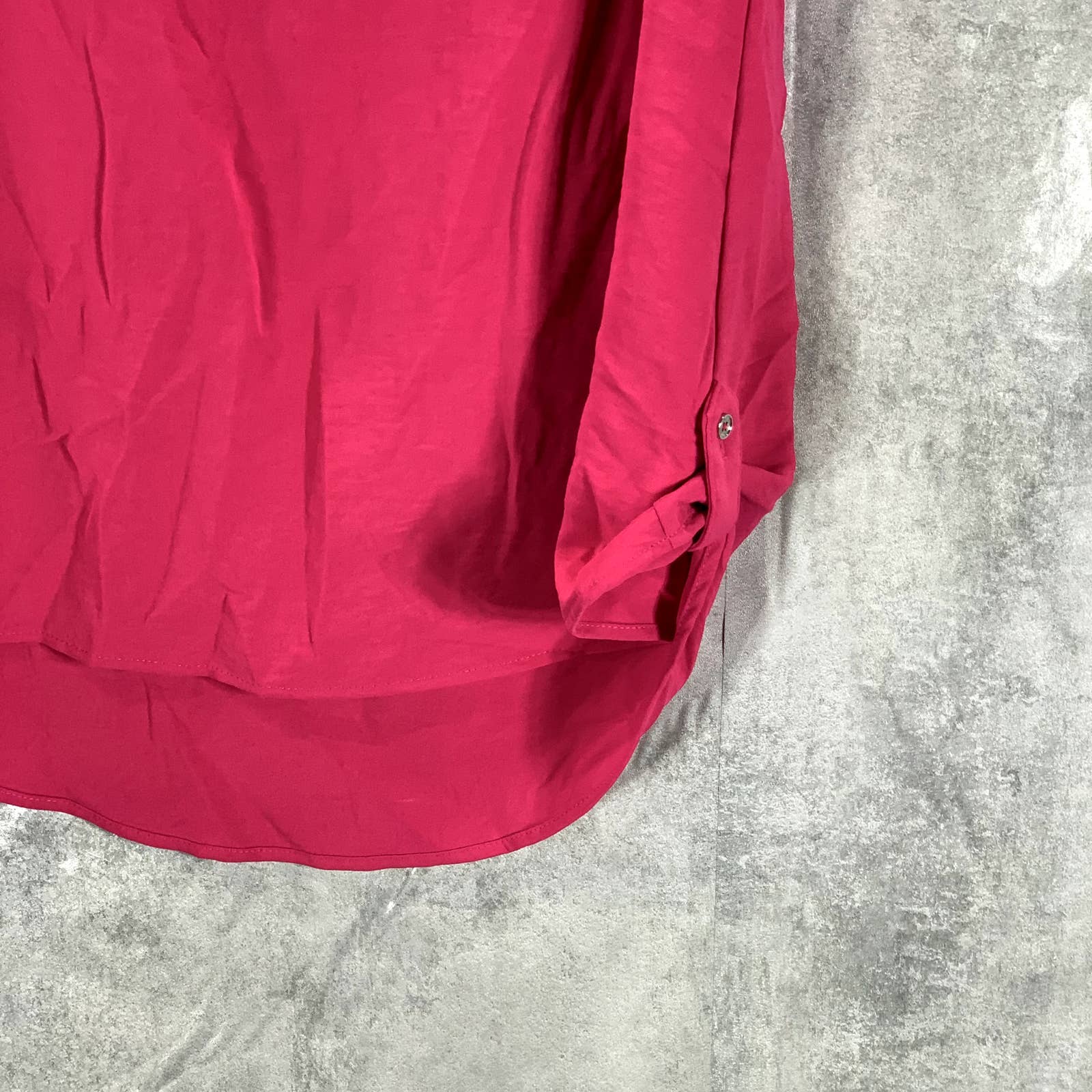 CALVIN KLEIN Women's Bright Pink Crewneck Keyhole Neck Dolman Sleeve Top SZ M