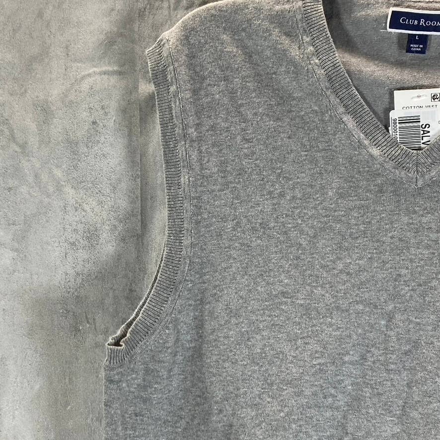 CLUB ROOM Men's Grey Solid V-Neck Pullover Sweater Vest SZ L