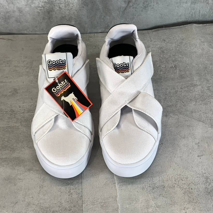 GOATS Women's White Canvas The 728 Cross Straps Platform Slip-On Sneakers SZ 9