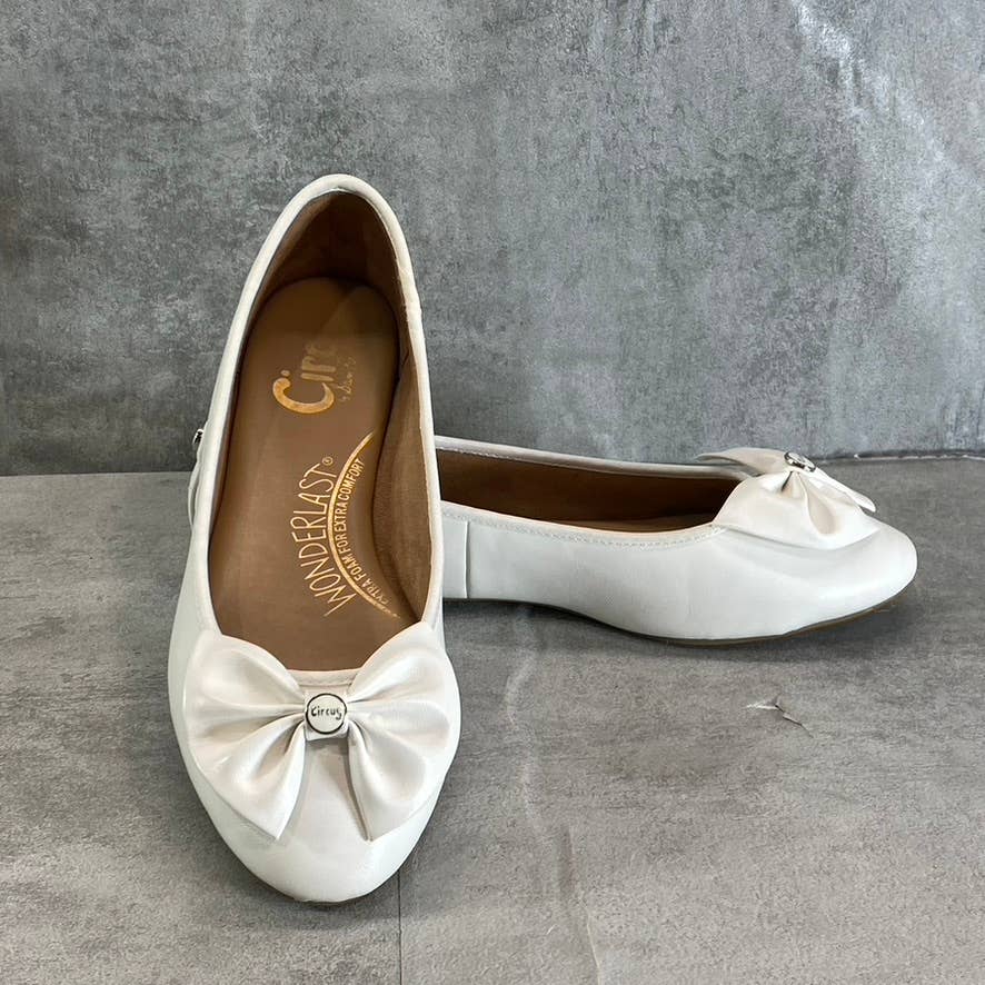 CIRCUS By Sam Edelman Women's White Carmen Slip-On Bow Flats SZ 8