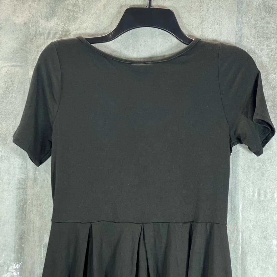 24SEVEN COMFORT Women's Black Short Sleeve Pocket Detail Midi Dress SZ S