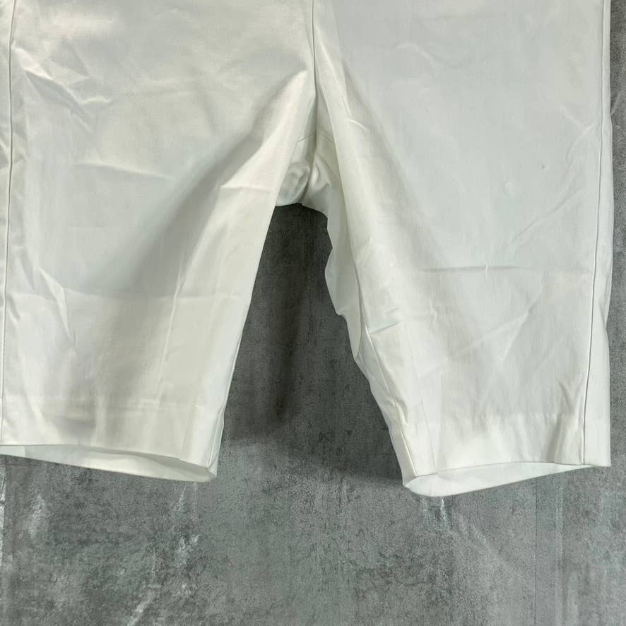 CHARTER CLUB Women's Bright White Solid Mid-Rise Bermuda Pull-On Shorts SZ M