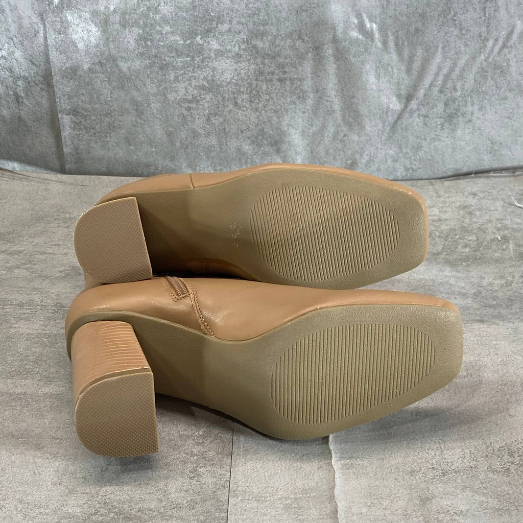 DV By DOLCE VITA Women's Caramel Maudry Square-Toe Block-Heel Dress Booties SZ 6