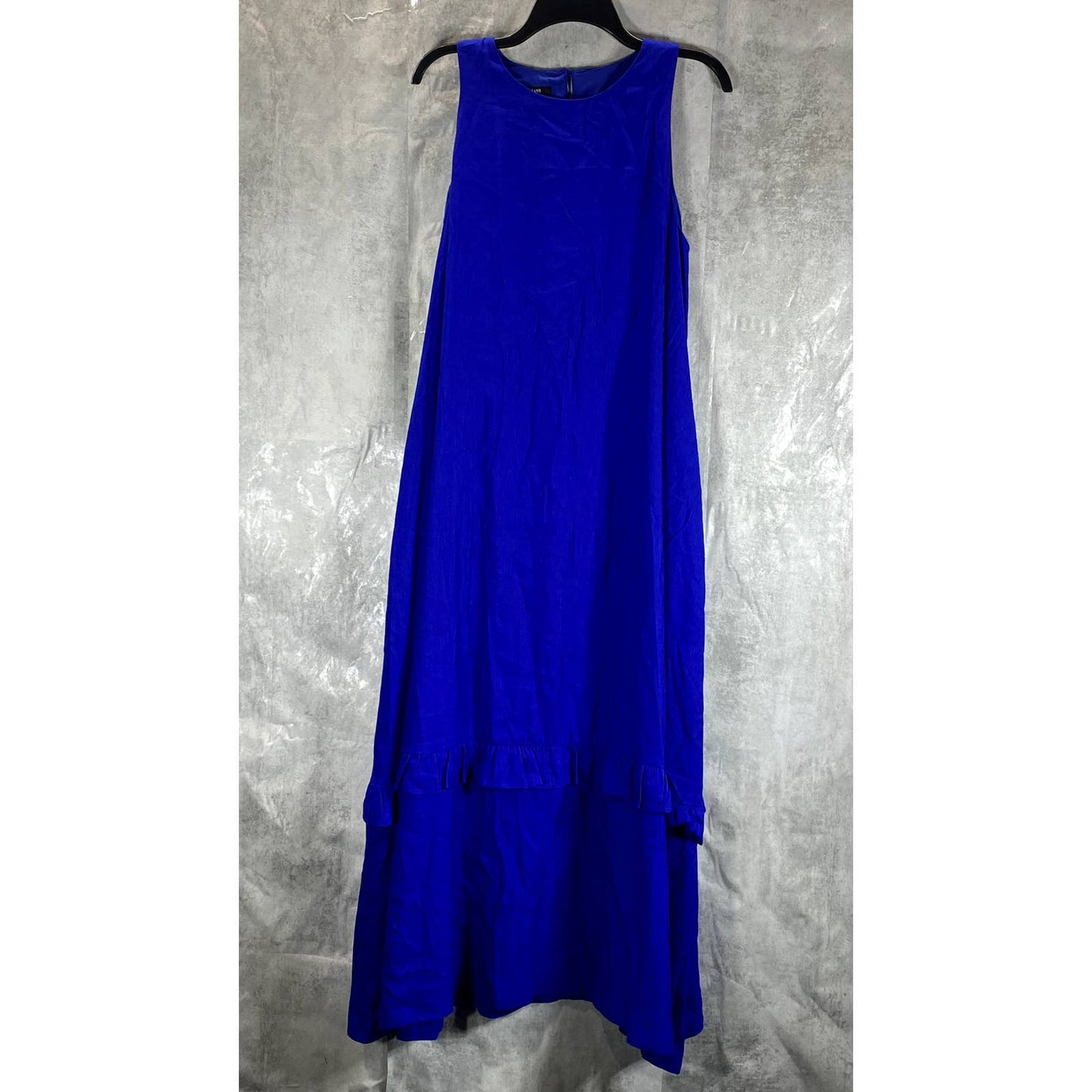 ALFANI Women's Modern Blue Scoopneck Sleeveless Ruffle Maxi Dress SZ L