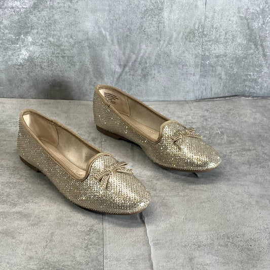 CHARTER CLUB Women's Gold Kimii Rhinestone Round-Toe Deconstruction Loafers