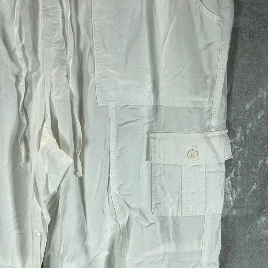 TOMMY HILFIGER Women's Plus White Mid-Rise Alton Cargo Drawstring Pants SZ 3X