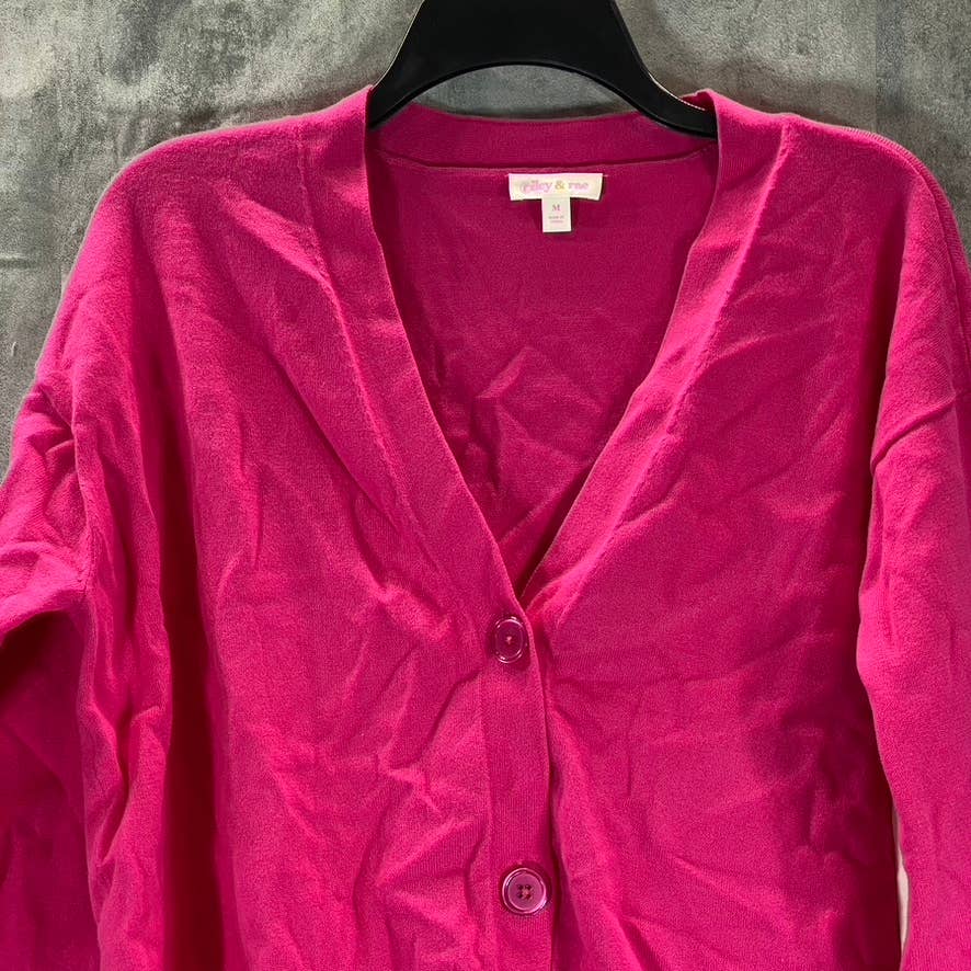 RILEY & RAE Women's Legacy Pink Cotton Gina V-Neck Cardigan SZ M