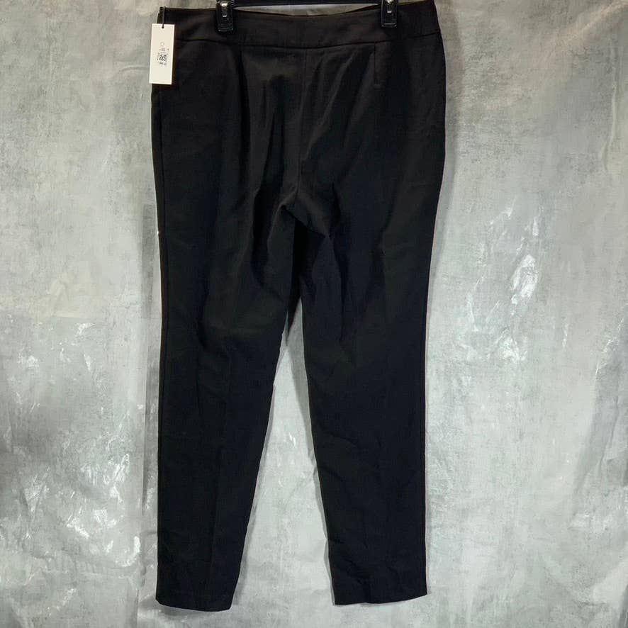 CALVIN KLEIN Women's Black Zip-Pocket Mid-Rise Straight-Leg Pants SZ 12