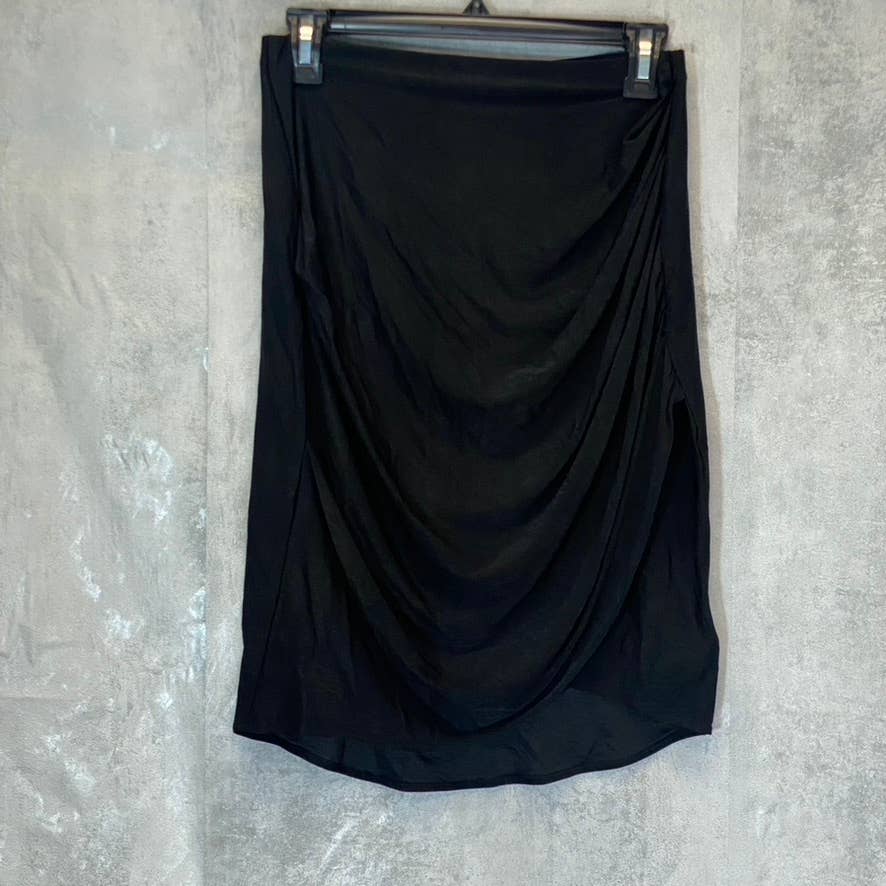 L'AGENCE Women's Solid Black Ruched Bodycon Mini Skirt SZ S