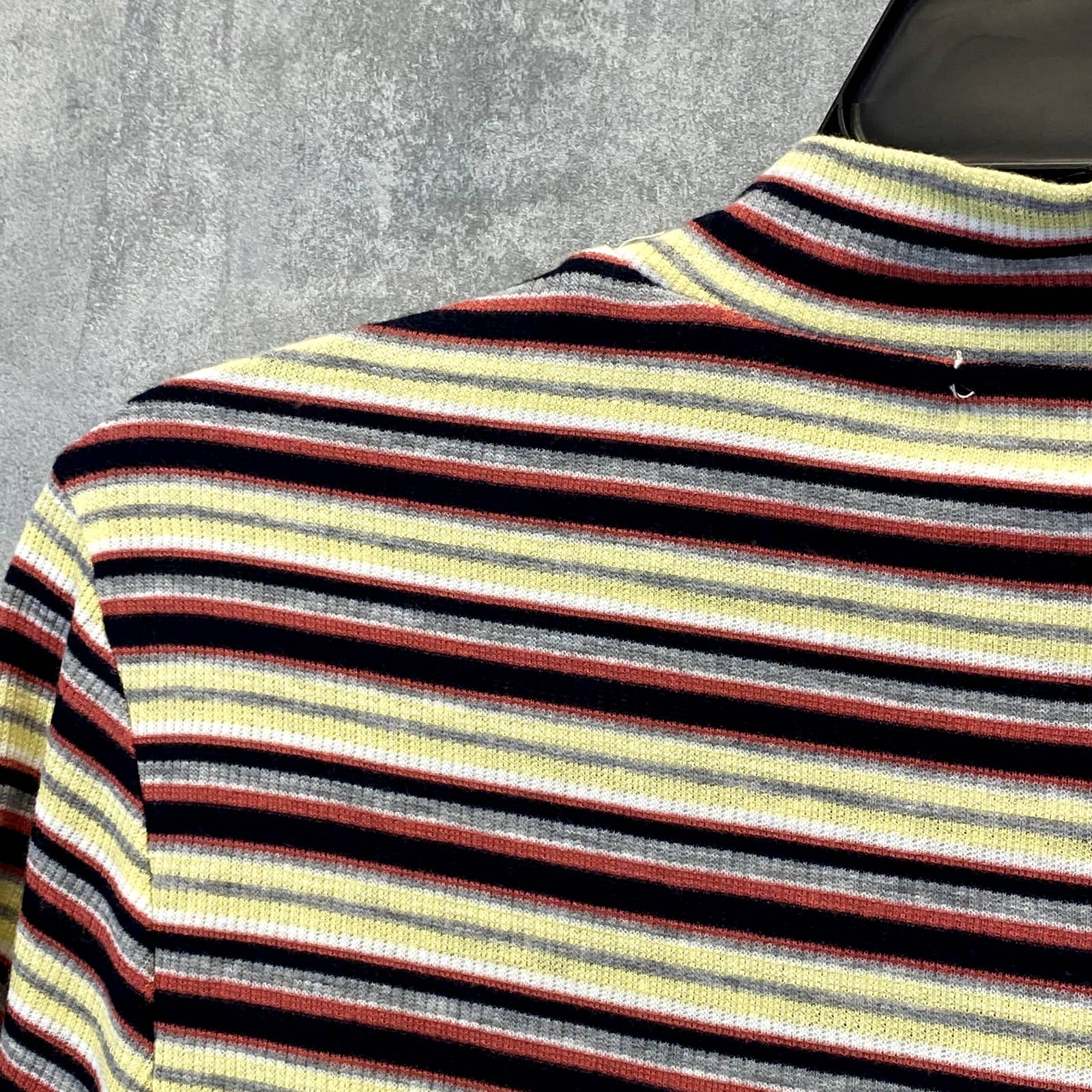 BP. Women's Yellow Multi Stripe Ribbed Mock Neck Long Sleeve Crop Top SZ M