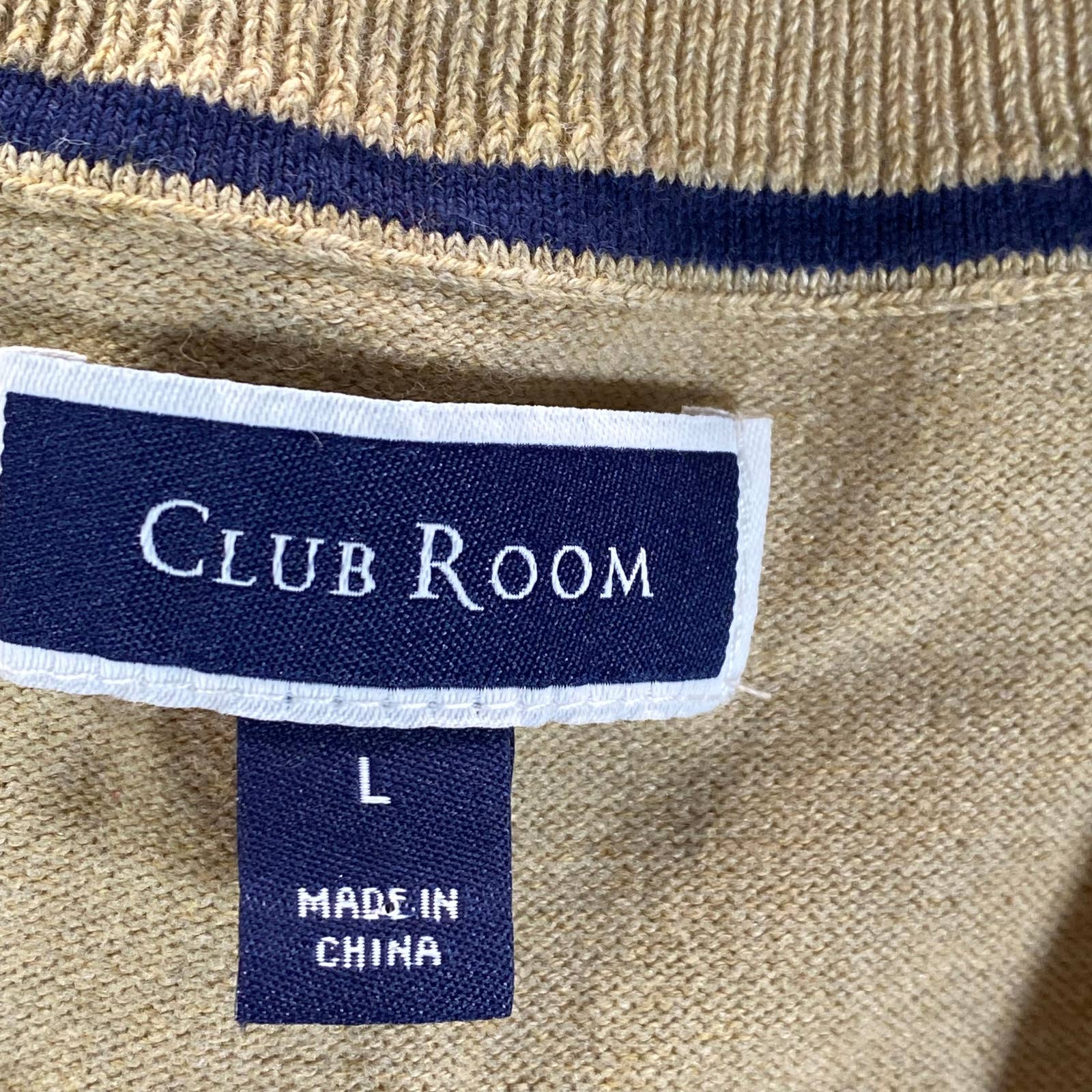 CLUB ROOM Men's Tan Solid V-Neck Pullover Sweater Vest SZ L