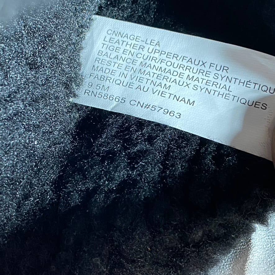 CASLON Women's Black Solid Leather Nage Cozy Faux-Fur Slip-On Mule Shoes SZ 9.5