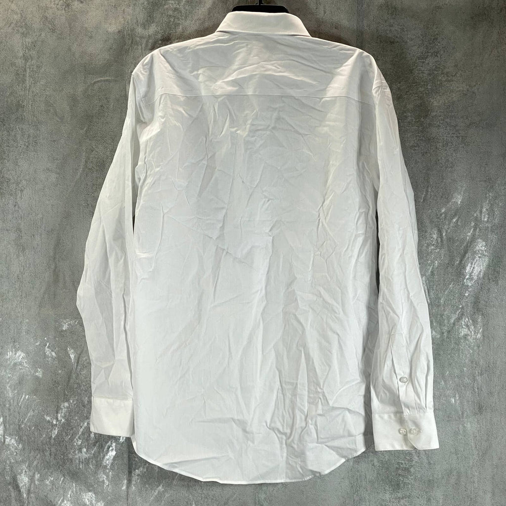 ALFANI AlfaTech Men's White Solid Regular-Fit Dress Shirt SZ M(15-15.5 34/35)